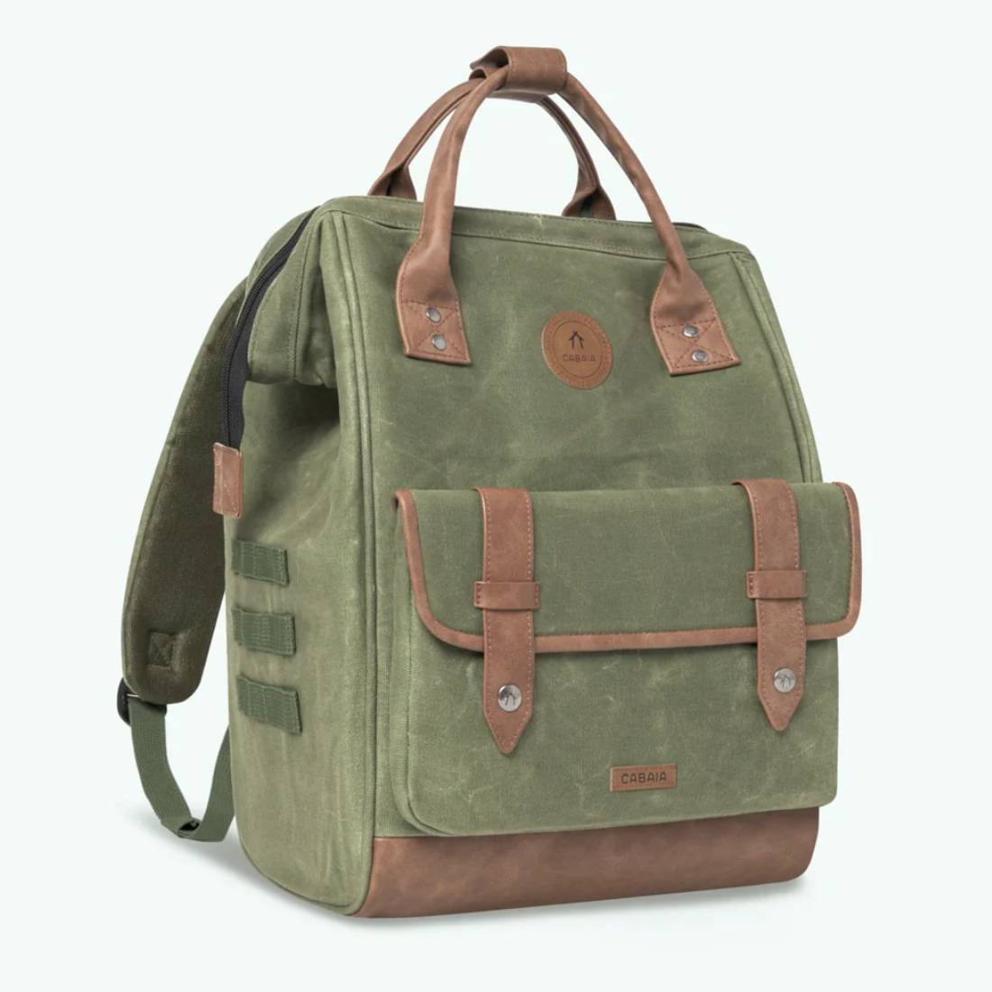 Sac à dos Cabaïa Medium ADV M COTON NICOSIE couleur vert vue de profil