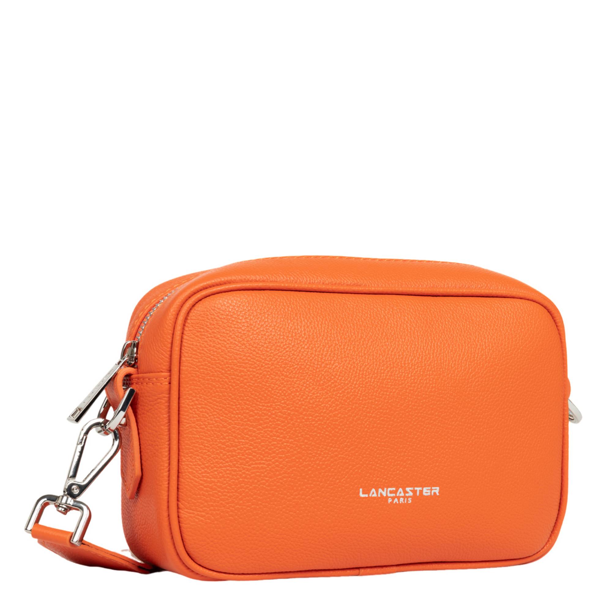 Sac bandoulière Lancaster effet grainé Milano AMA 480-060 ORANGE couleur orange , vue de profil