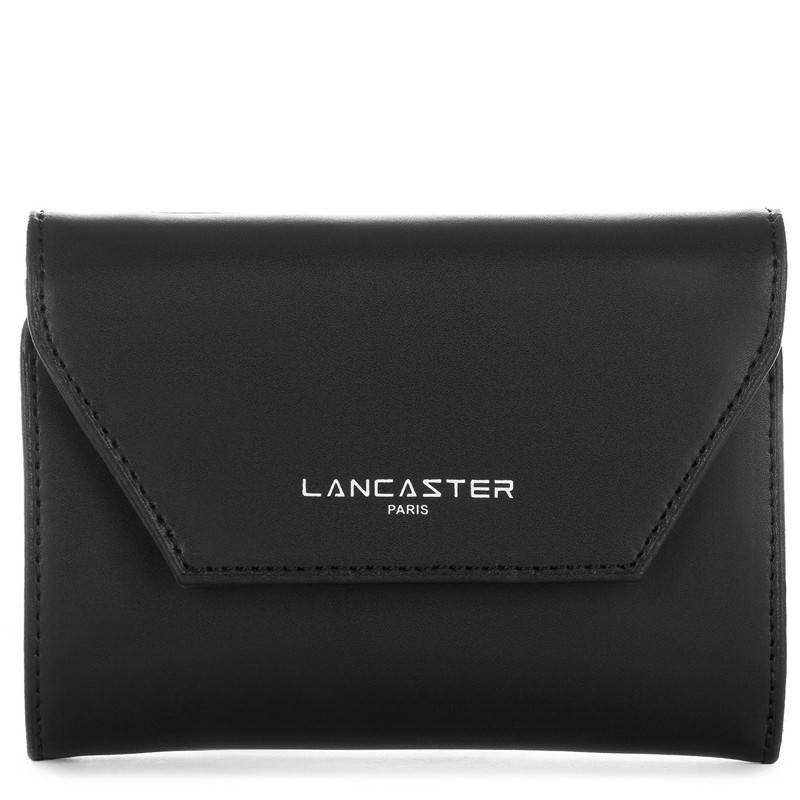 Petit portefeuille à rabat Lancaster Smooth 137-02-NOIR Noir vue de face