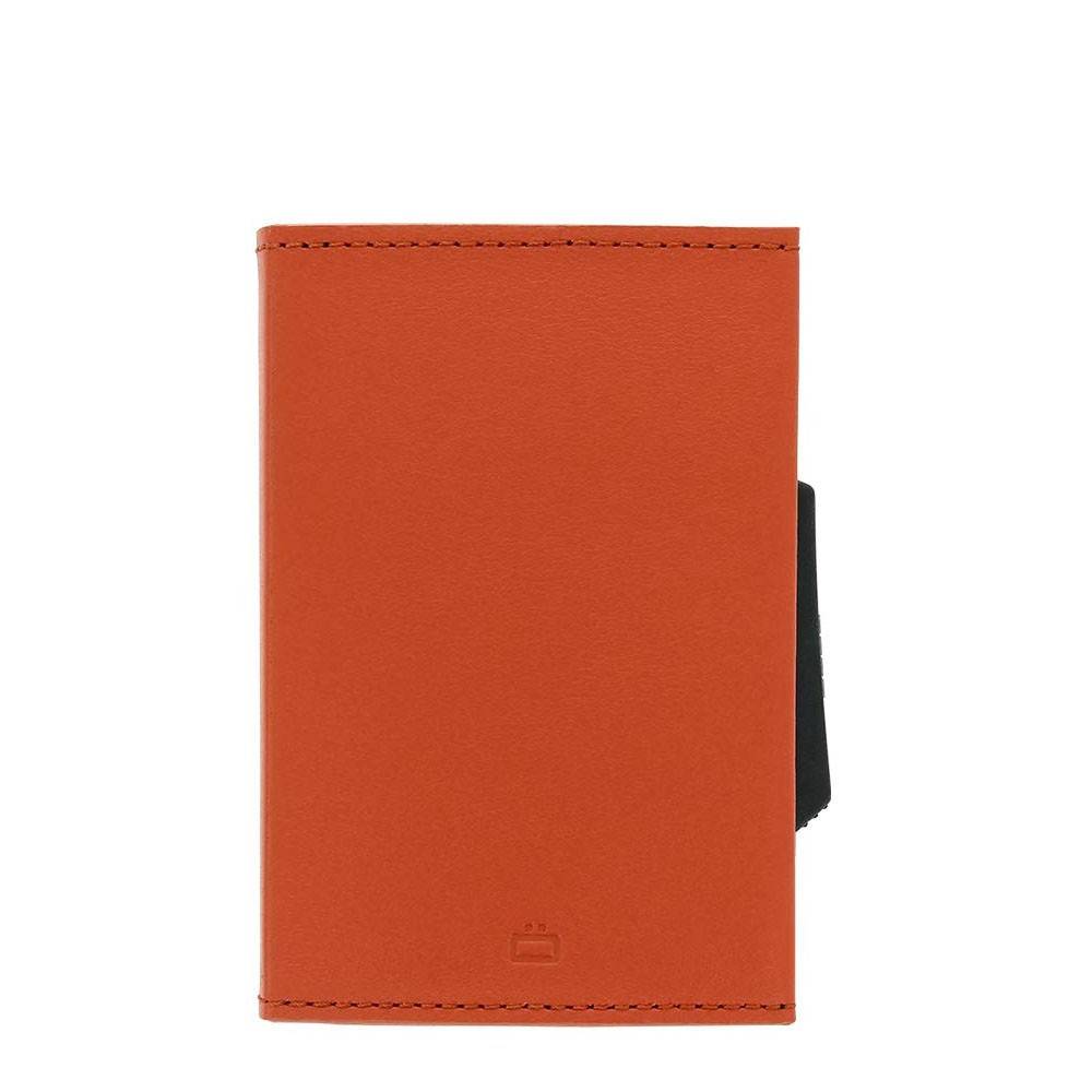 Portefeuille femme cuir orange porte carte bancaire aluminium