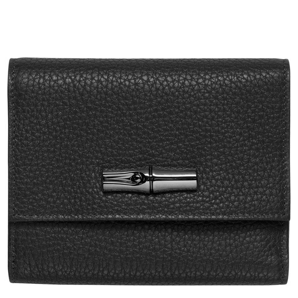 Portefeuille compact Longchamp Roseau Essential 30000968001 Noir vue de face