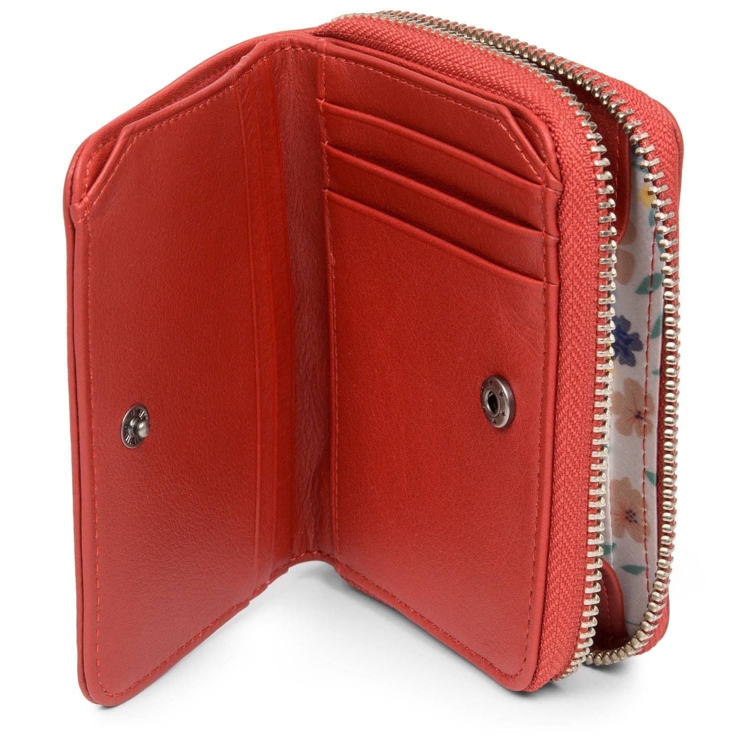 Porte-monnaie zippé en cuir Lancaster Soft Vintage 120-26-ROUGE Rouge vue intérieure