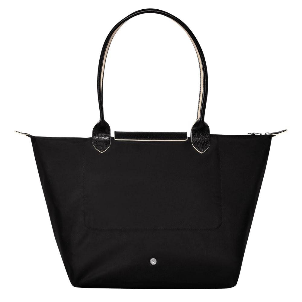 Grand sac tote bag L Longchamp Le Pliage Club L1899619001 Noir vue de dos avec bouton à pression