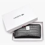 Grand portefeuille zippé Lacoste Amelia en cuir NF3590TU 000 couleur noir