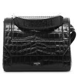 Sac à rabat Ninon cuir façon croco  Lancel A1093010TU couleur noir vue de face