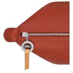 Petit sac porté épaule Longchamp Le Pliage City S L2605HYQ213 Terracotta vue zoomée sur fermeture zippée avec logo