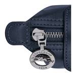 Porte-monnaie Longchamp Le Pliage Cuir 30016757556 Navy vue zoomée sur fermeture zippée avec logo