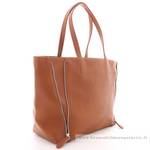 Grand sac shopping Fuchsia porté épaule Cara F1598-1COG couleur cognac vue de profil