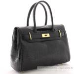 Petit sac à main façon croco Mac Douglas PYLA-ROMY-01CM-XXS Noir côté