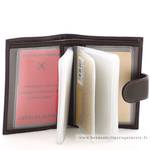Porte cartes Arthur & Aston à pression Louis mini cuir gras 94654C couleur châtaigne ouvert