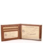 Portefeuille italien Arthur & Aston Diego 1438-499 B couleur marron ouvert sur fenêtres transparentes