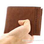 Porte cartes + monnaie en cuir de vachette Arthur & Aston 1438-573 B couleur cognac porté main