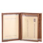 Portefeuille européen Arthur et Aston 1438-800 B couleur marron ouvert sur fenêtres transparentes