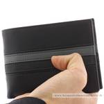 Portefeuille italien en cuir de vachette David Wililam Roussère D5383NR couleur noir porté main