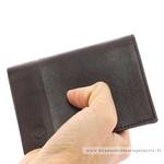 Portefeuille porte-cartes Serge Blanco en cuir ligne Anchorage, référence ANC21052 180  chocolat porté main