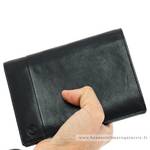 Portefeuille porte-cartes Serge Blanco en cuir ligne Anchorage, référence ANC21013 999 noir porté main