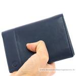 Portefeuille porte-cartes Serge Blanco en cuir ligne Anchorage, référence ANC21019 599 bleu porté main