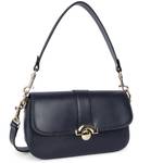 Sac baguette Lancaster à rabat fermoir Paris Médaille 531-004-BL/FO couleur Bleu foncé vue de profil