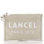 Pochette zippée Lancel en toile de jute A12354 5Z couleur Naturel / Blanc vue de face