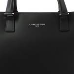 Grand sac trapèze cuir lisse Lancaster Smooth 437-04-NOIR Noir vue zoomée sur logo
