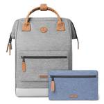 Grand sac à dos Cabaïa Adventurer Maxi New York (gris clair avec pochette bleue à pois)