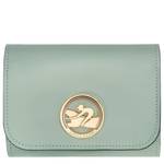 Portefeuille Longchamp compact Noir Box -Trot 30021HAU M00 couleur Vert de gris, vue de face