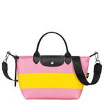 Sac porté main Longchamp S Le pliage collection L1512HDC G05 couleur Rose/Jaune, vue de face