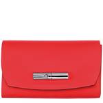 Portefeuille Longchamp compact Ebène Roseau 30002HCN 545 couleur rouge, vue de face