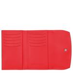 Portefeuille Longchamp compact Ebène Roseau 30002HCN 545 couleur rouge, ouvert