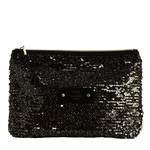 Grande pochette zippée à sequins SC7 Mila Louise 16963SC7 01 couleur noir, vue de face