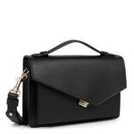 Sac trotteur Lancaster porté travers Zoé 480-011-NOIR couleur Manon grainé (Noir), vue de profil