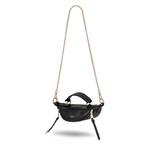 Mini sac porté croisé Lancel Origami cuir lisse A12526 10 noir, vue de profil avec bandoulière