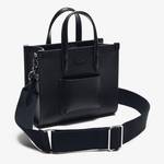 Mini sac cabas Lacoste Chantaco en cuir NF4535KL 000 Noir, vue de profil