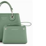 Petit sac cabas Emporio Armani MyEA Bag avec imprimé cerf Y3D166YFO5E 80701couleur vert clair, vue de près