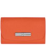 Portefeuille compact Longchamp Roseau 30002HPN 017 couleur Orange, vue de face