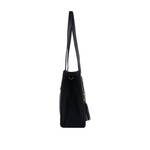 Sac shopping Francinel Naelle effet grainé avec pompon 292197NR couleur noir, vue de profil