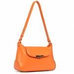 Sac baguette à rabat avec fermoir Lancaster Suave Evenly 480-026-ORANG, couleur orange, vue de coté