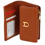 Portefeuille compact Arthur & Aston zippé Camille A203-239 B couleur cognac, ouvert