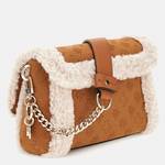 Mini sac à bandoulière Guess effet fourrure davika HWPG949720 COG couleur marron, vue de profil