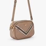 Petit sac caméra effet grainé Lollipops Ostuni S270468 K0DX, couleur camel, vue de coté