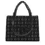 Sac shopping porté main Liu Jo imprimé Logo  Rubino  AF4246T6438 Y9679 couleur noir/gris vue de face avec bandoulière