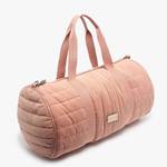 Sac porté main velours Woomen Ixora WIXO12 ROSE, couleur rose, vue de profil