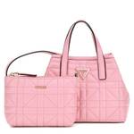 Mini sac porté main Guess surpiqué HWQG921175PIN couleur rose vue de face avec pochette indépendante