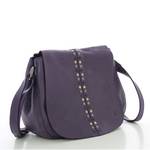 Sac porté bandoulière à rabat en cuir Hancock HAK2L MORADO couleur violet, vue de profil