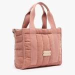 Sac porté main Woomen en velours côtelé matelassé Ixora WIXO11 709207 couleur rose des bois, vue de profil