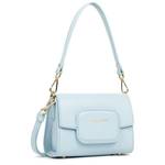 Mini sac trotteur Lancaster à rabat Paris PAD 480-059 BL/FU couleur bleu fumé, vue de profil