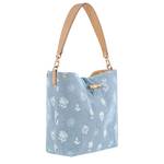 Sac porté épaule M Longchamp Le Roseau Denim 10281HGL028 Bleu ciel côté