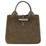 Sac porté main Longchamp Le Roseau 10273HFS 510 couleur olive, vue de face