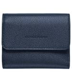 Portefeuille rabat compact Longchamp Le Foulonné 30000021556 Navy vue de face